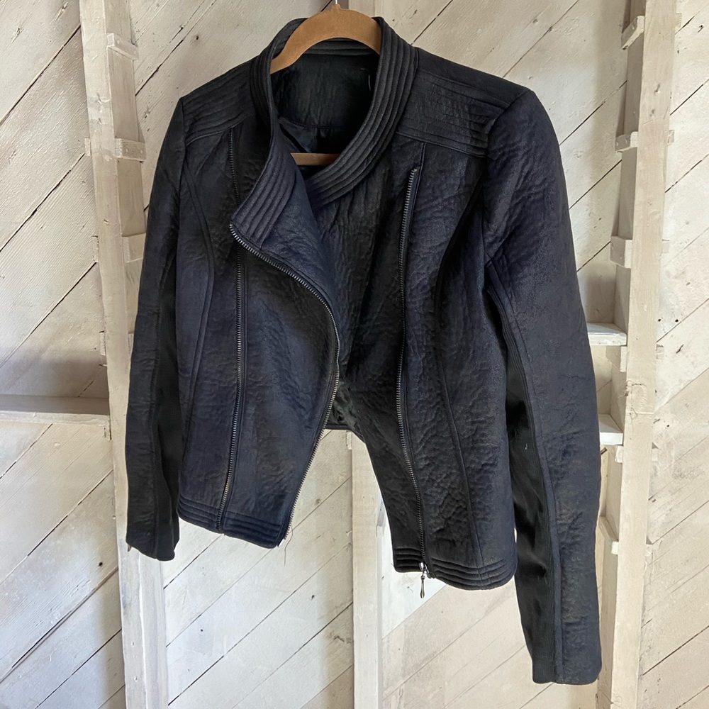 Vintage Motorcycle jacket faux puffy leather